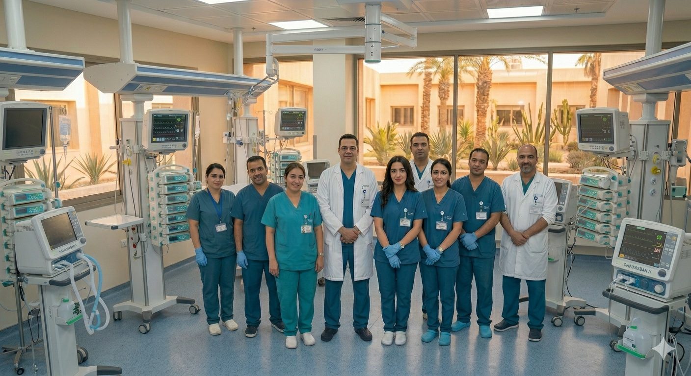 L'équipe pédagogique et les étudiants de l'Institut Santinov en salle de simulation